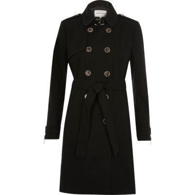 Black zip cuff trench coat